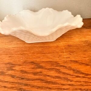 White milk glass  candy Dish